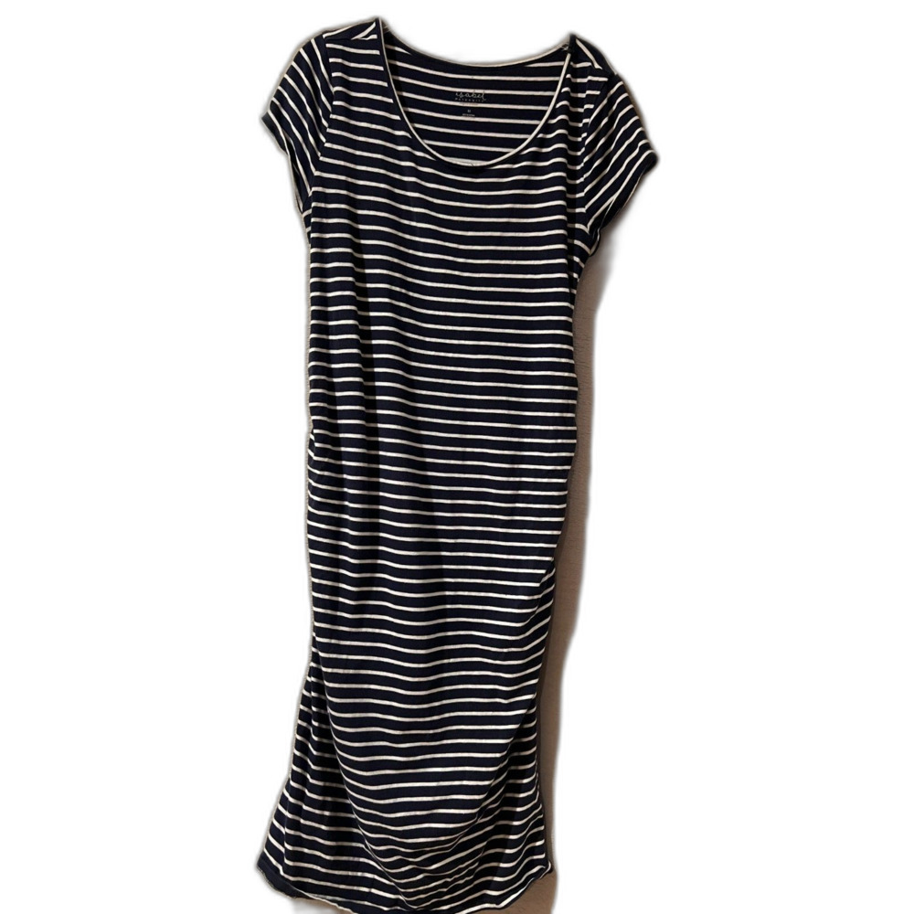 Isabel Maternity Striped T-Shirt Dress - Size Medium